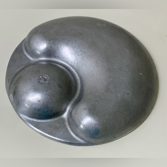 Vintage Wilton Armetale Snowman Solid Pewter Chip & Dip Tray Plate Snack Platter - Picture 8 of 16